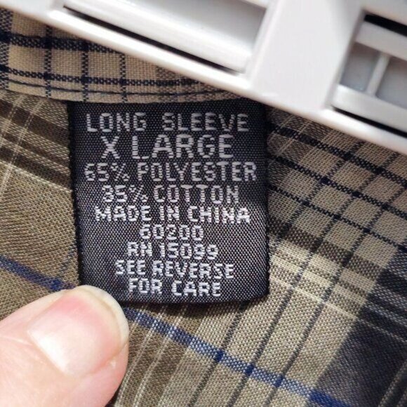 David Taylor Long Sleeve Button Casual Dress Shirt - XL - Blue, Green checkered - Picture 2 of 16